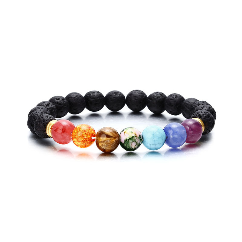 Pulsera de aleación de piedra de lava de ágata natural al por mayor